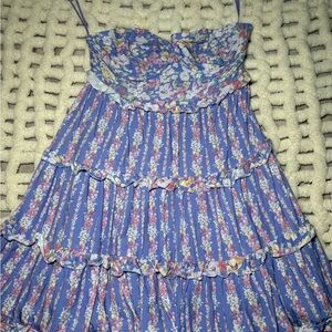 Altar'd State Blue Ruffled Tiered Sundress